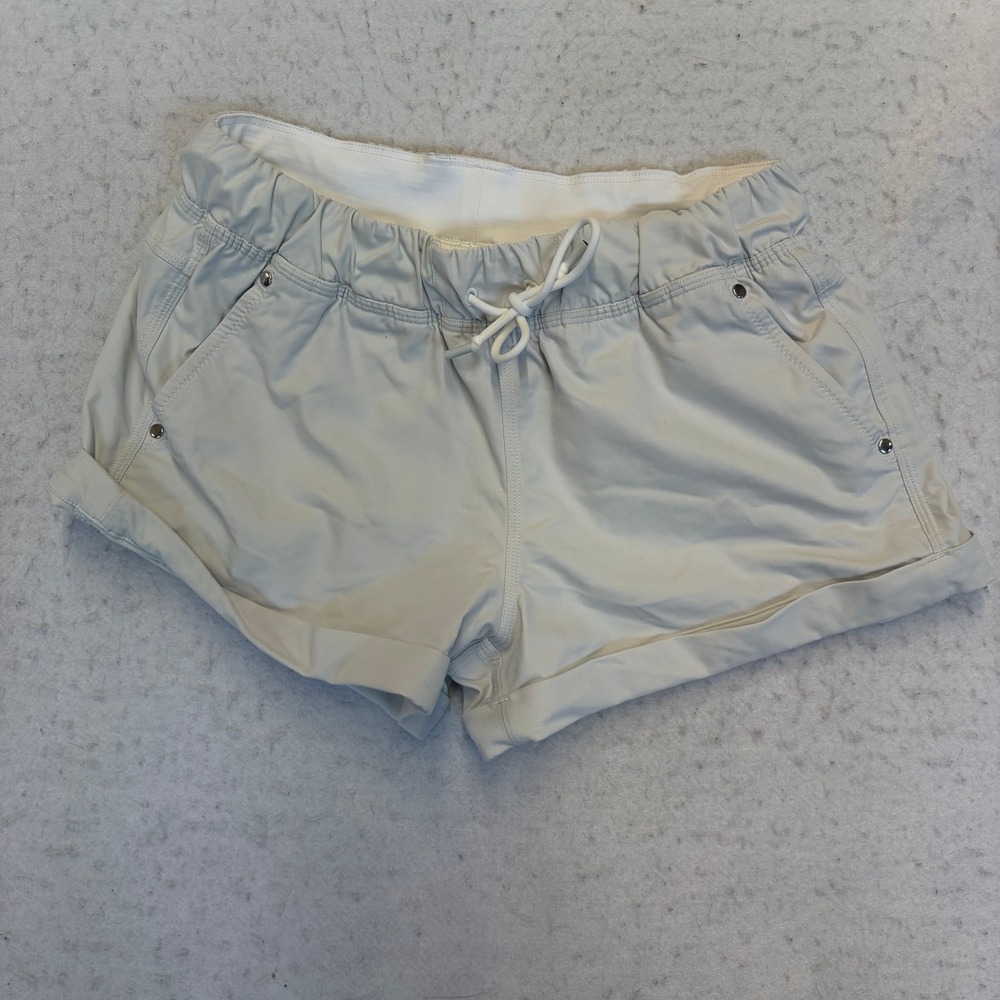 Lululemon Spring Break Away Shorts Womens 4 Beige Drawstring Athletic Cuffed